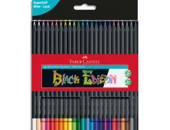 Crayon couleur faber castell triangulaire black edition en bois noir pochette de 24