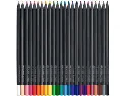Crayon couleur faber castell triangulaire black edition en bois noir pochette de 24
