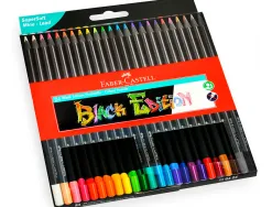 Crayon couleur faber castell triangulaire black edition en bois noir pochette de 24