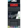 Crayon couleur faber castell black edition corps triangulaire mine tendre tons metalliques pochette 12