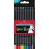 Crayon couleur faber castell triangulaire black edition en bois noir pochette de 12