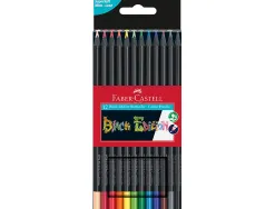 Crayon couleur faber castell triangulaire black edition en bois noir pochette de 12
