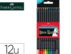 Crayon couleur faber castell triangulaire black edition en bois noir pochette de 12
