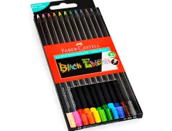 Crayon couleur faber castell triangulaire black edition en bois noir pochette de 12