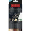 Crayon couleur faber castell black edition corps triangulaire mine tendre tons peau pochette 12 unites