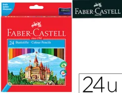 Crayon couleur faber-castell chateau accordeon mine resistante etui carton 24 couleurs vives