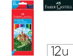 Crayon couleur faber-castell chateau accordeon mine resistante etui carton 12 couleurs vives