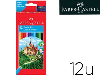Crayon couleur faber-castell chateau accordeon mine resistante etui carton 12 couleurs vives