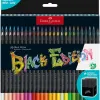 Crayon couleur faber-castell black edition bois noir triangulaire ergonomique mine super soft boite 50 unites