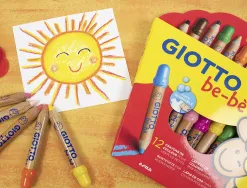 Crayon couleur giotto be-bè maxi testé dermatologiquement étui 12 unités + 1 taille-crayon