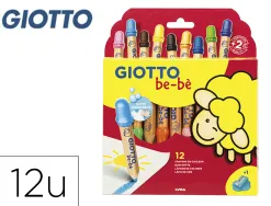 Crayon couleur giotto be-bè maxi testé dermatologiquement étui 12 unités + 1 taille-crayon