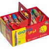 Crayon couleur giotto be-bè 105mm mine facile à tailler diamètre 7mm coloris vifs boîte 36 unités + 3 taille-crayons