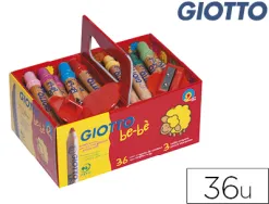 Crayon couleur giotto be-bè 105mm mine facile à tailler diamètre 7mm coloris vifs boîte 36 unités + 3 taille-crayons
