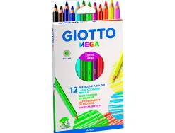 Crayon couleur giotto mega forme hexagonale mine large 5.5mm coloris assortis étui carton 12 unités