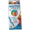 Crayon couleur giotto stilnovo aquarellable hexagonal 6.8mm mine 3.3mm coloris vifs intenses étui 12 unités