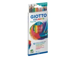 Crayon couleur giotto stilnovo aquarellable hexagonal 6.8mm mine 3.3mm coloris vifs intenses étui 12 unités