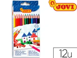 Crayon couleur jovi bois hexagonal 175mm mine 7.5mm couleurs vives étui carton 12 unités
