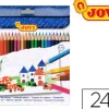 Crayon couleur jovi bois hexagonal 175mm mine 7.5mm couleurs vives étui carton 24 unités