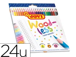 Crayon couleur jovi woodless triangulaire mine resistante haut pouvoir couvrant inodore couleurs vives etui 24 unites