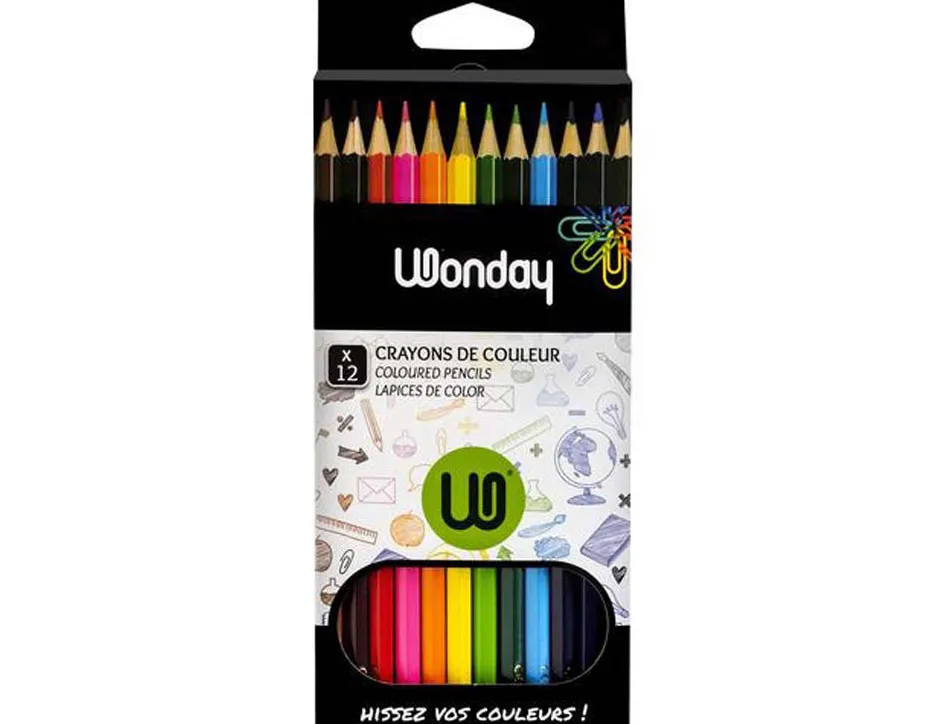 Crayon couleur jpc school day 180mm coloris assortis étui carton 12 unités