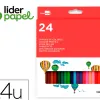 Crayon couleur liderpapel mine extra-résistante 174.5mm écriture douce coloris intenses étui carton plastifié 24 unités