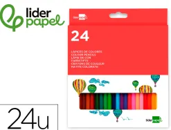 Crayon couleur liderpapel mine extra-résistante 174.5mm écriture douce coloris intenses étui carton plastifié 24 unités