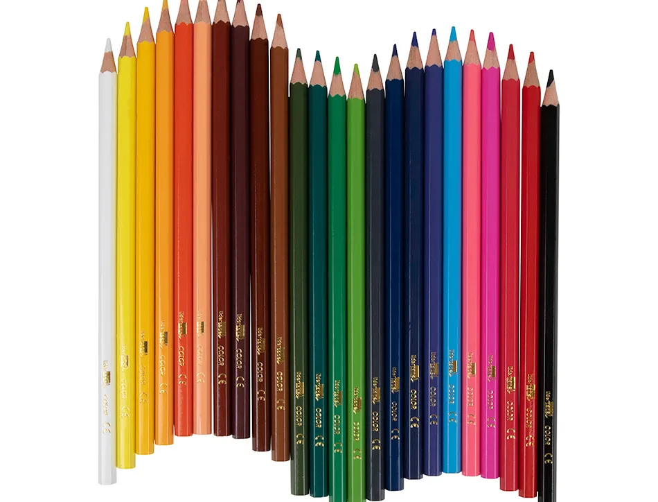 Crayon couleur liderpapel mine extra-résistante 174.5mm écriture douce coloris intenses étui carton plastifié 24 unités