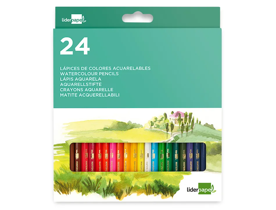 Crayon couleur liderpapel aquarellable coloris assortis tui carton 24 unit s