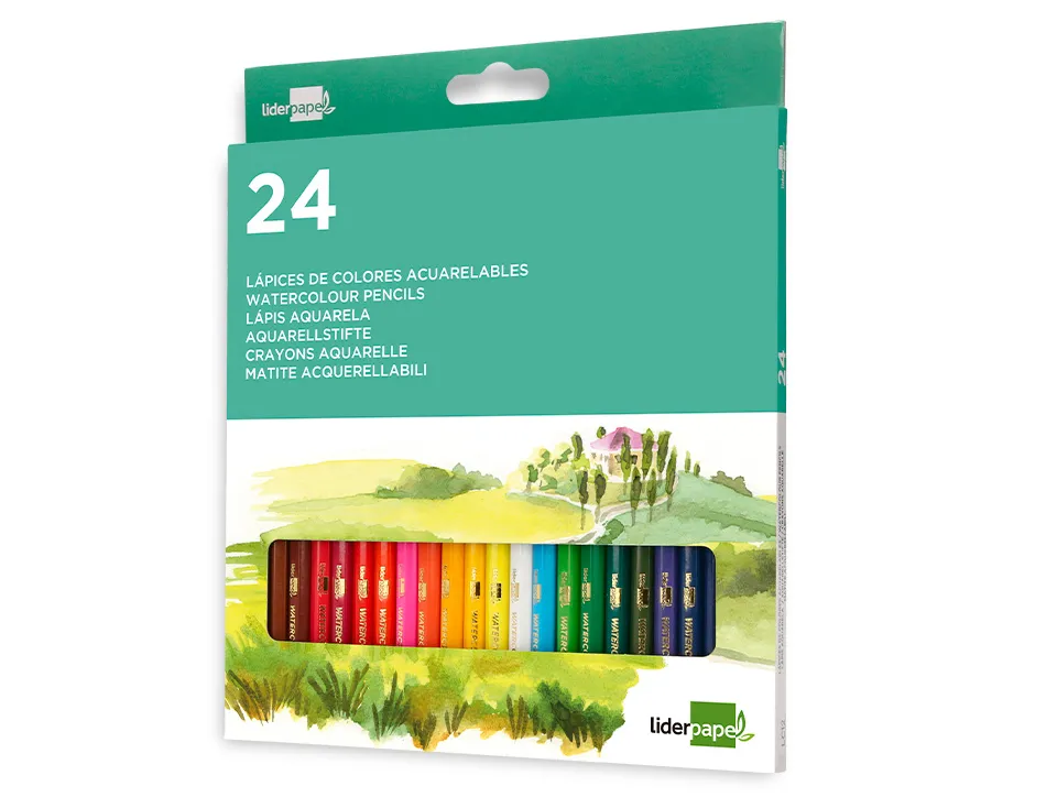 Crayon couleur liderpapel aquarellable coloris assortis tui carton 24 unit s