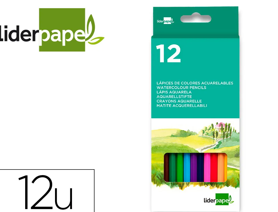 Crayon couleur liderpapel aquarellable coloris assortis étui carton 12 unités