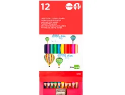 Crayon couleur liderpapel triangulaire jumbo mine extra-résistante 174.5mm taille-crayon offert étui carton 12 unités
