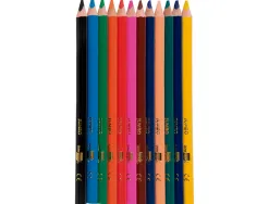 Crayon couleur liderpapel triangulaire jumbo mine extra-résistante 174.5mm taille-crayon offert étui carton 12 unités