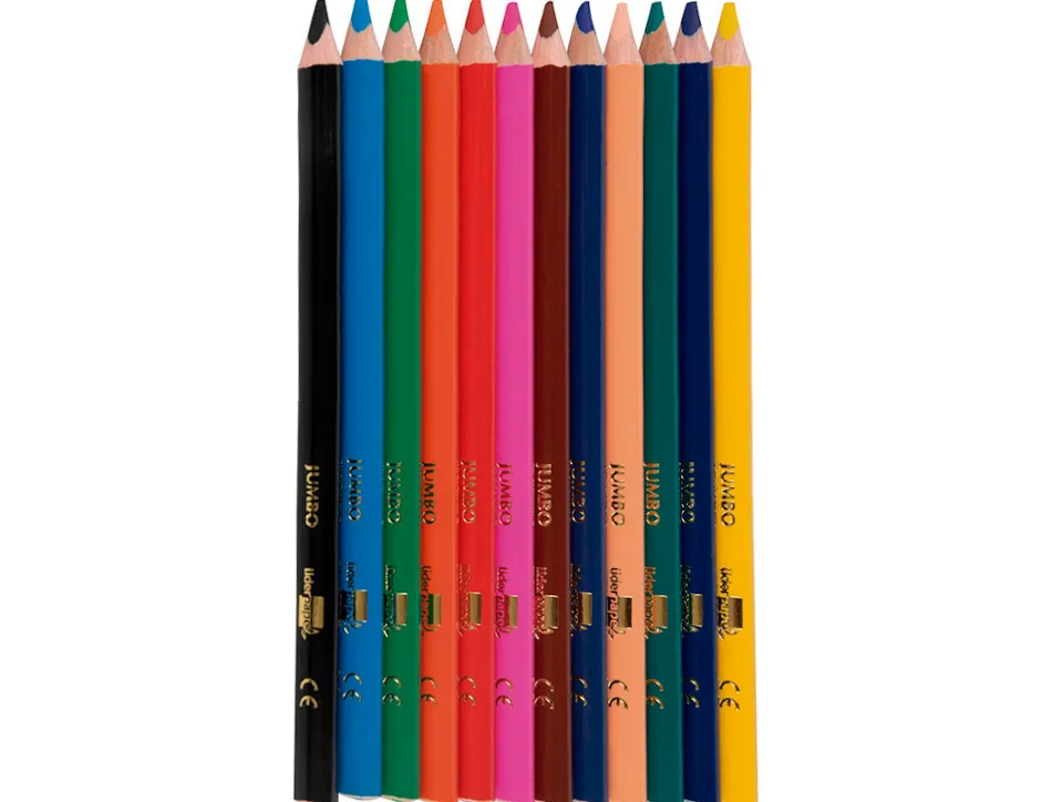 Crayon couleur liderpapel triangulaire jumbo mine extra-résistante 174.5mm taille-crayon offert étui carton 12 unités