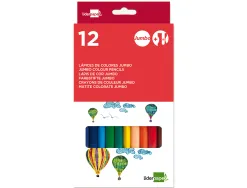 Crayon couleur liderpapel triangulaire jumbo mine extra-résistante 174.5mm taille-crayon offert étui carton 12 unités