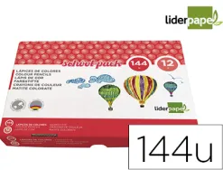 Crayon couleur liderpapel mine extra-résistante 174.5mm écriture douce 12 coloris intenses school pack 144 unités