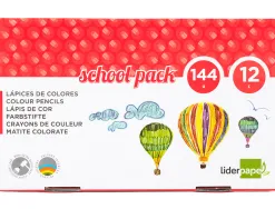 Crayon couleur liderpapel mine extra-résistante 174.5mm écriture douce 12 coloris intenses school pack 144 unités