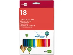 Crayon couleur liderpapel mine extra-résistante 174.5mm écriture douce coloris intenses étui carton plastifié 18 unités