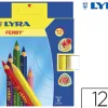 Crayon couleur lyra ferby triangulaire 120mm extrémité fermée usage économe mine 6.25mm diamètre étui carton 12 unités