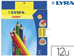 Crayon couleur lyra ferby triangulaire 120mm extrémité fermée usage économe mine 6.25mm diamètre étui carton 12 unités