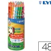 Crayon couleur lyra groove triangulaire slim mine ultra-résistante diamètre 3mm coloris assortis pot 48 unités