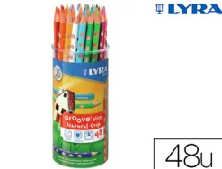 Crayon couleur lyra groove triangulaire slim mine ultra-résistante diamètre 3mm coloris assortis pot 48 unités