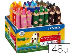 Crayon couleur lyra groove triple 3en1 10mm coffret école 48 unités