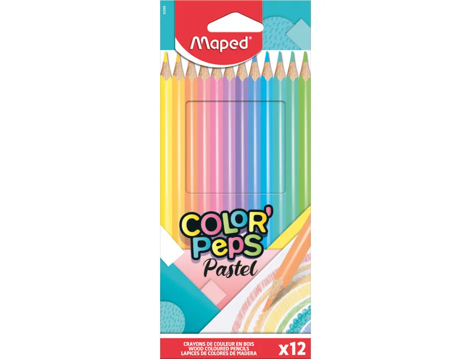 Crayon couleur maped color' peps couleur pastel carton 12 un