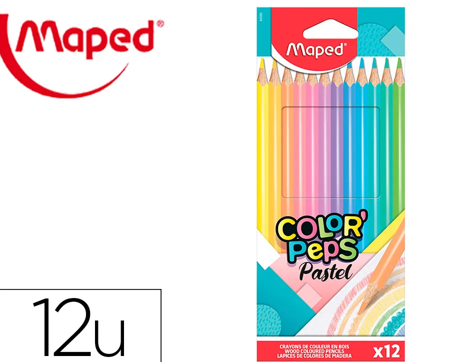 Crayon couleur maped color' peps couleur pastel carton 12 un