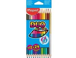 Crayon couleur maped color pep's duo 2 en 1 mine tendre résistante coloris lumineux 1 crayon or/argent étui carton 12u