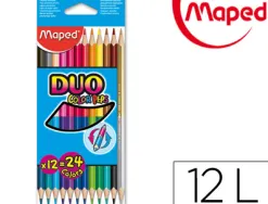 Crayon couleur maped color pep's duo 2 en 1 mine tendre résistante coloris lumineux 1 crayon or/argent étui carton 12u