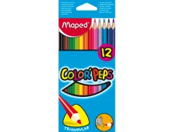 Crayon couleur maped color pep's triangulaire mine tendre résistante sans écharde coloris lumineux étui carton 12u