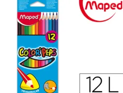Crayon couleur maped color pep's triangulaire mine tendre résistante sans écharde coloris lumineux étui carton 12u