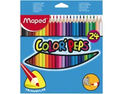 Crayon couleur maped color pep's triangulaire mine résistante coloris vifs étui carton 24 unités