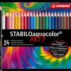 Crayon couleur stabilo aquacolor arty aquarellable mine solide 2,8mm boite metal 24 unites